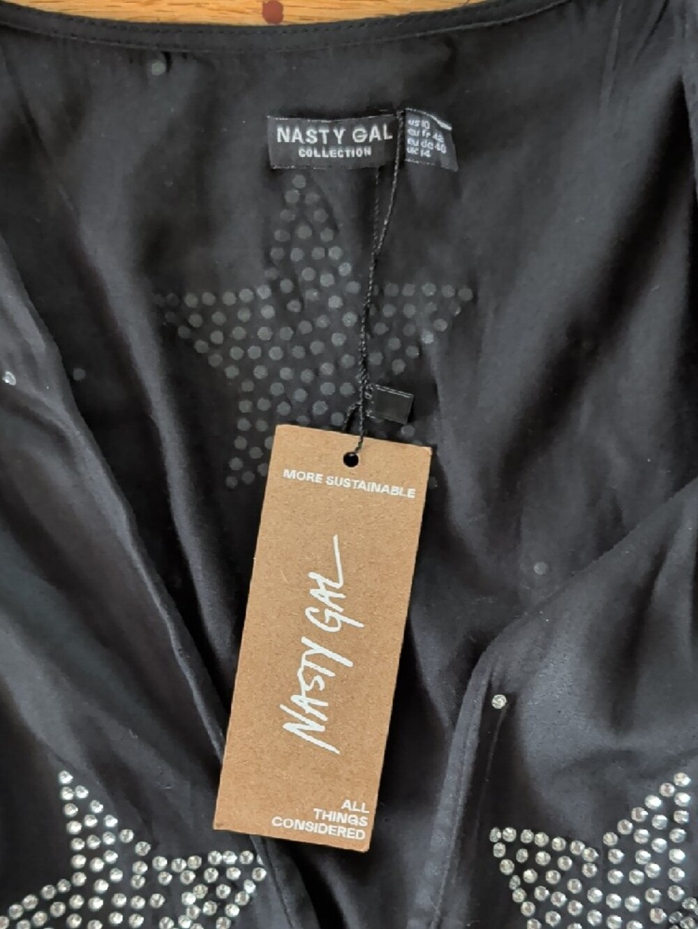 Nasty Gal NWT Black Star Embellished Tiered Dress - Picture 5 of 7